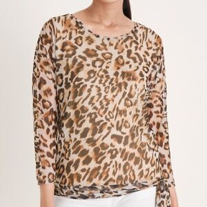 CHICOS WOMEN'S OCELOT PRINT MESH TOP SIZE 1 OR MEDIUM
